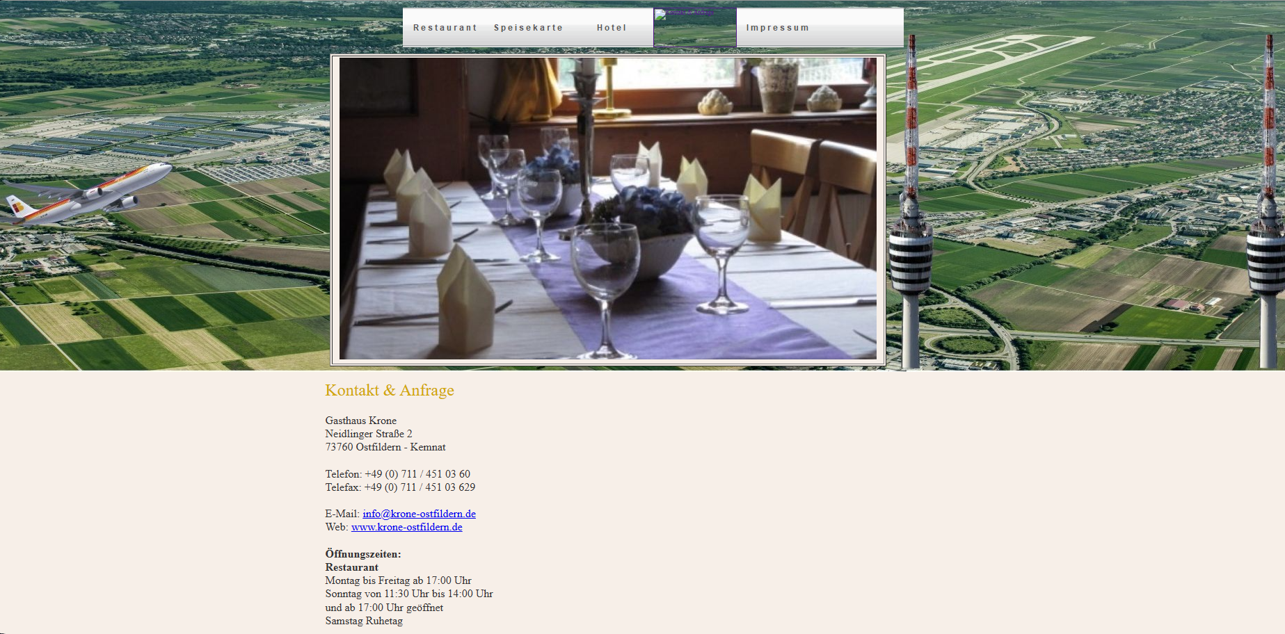 Alte Website Gasthaus Krone - Kontakt